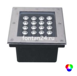 Встраиваемый LED-прожектор 16-диодный 12/24VDC IP67, 200х200 мм RGB Встраиваемый LED-прожектор 16-диодный 12/24VDC IP67, 200х200 мм RGB