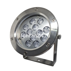 Подводный светодиодный  прожектор c ШИМ управлением LED12D, 12-диодный, 12VDC, нерж. cталь,  2 кабельных ввода с герметичными кабельными разъёмами IP68  (тип "штекер-розетка"), регулируемый усиленный кронштейн в комплекте, IP68